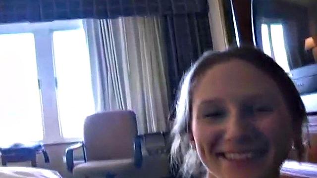 POV blowjob teen goes down on in close up