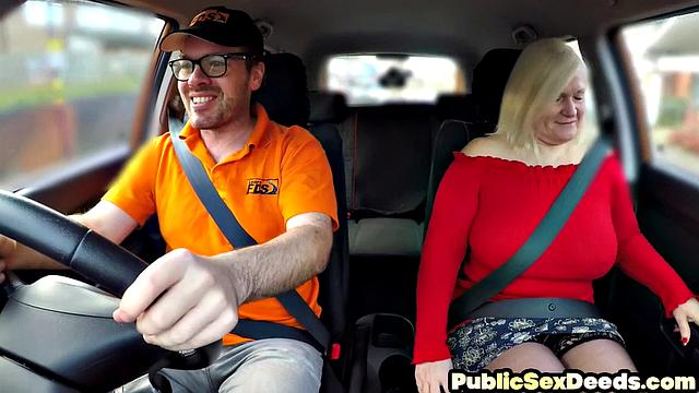 Dashcam amateur granny fucks the instructor