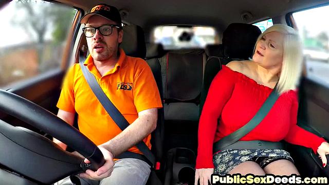 Dashcam amateur granny fucks the instructor