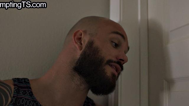 Black TS babe in sexy lingerie gets fucked in the asshole