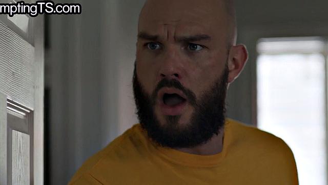 Black TS babe in sexy lingerie gets fucked in the asshole