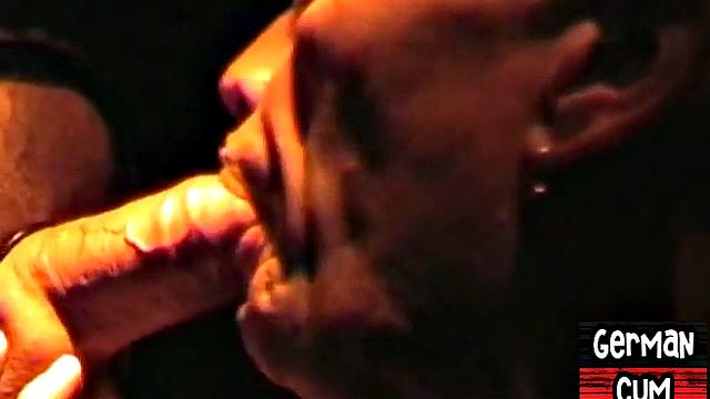 Amateur German sucks cock in closeup till facial
