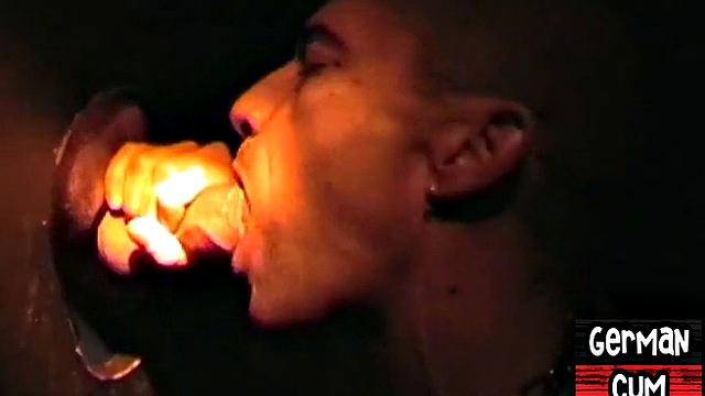 Amateur German sucks cock in closeup till facial