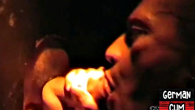 Amateur German sucks cock in closeup till facial