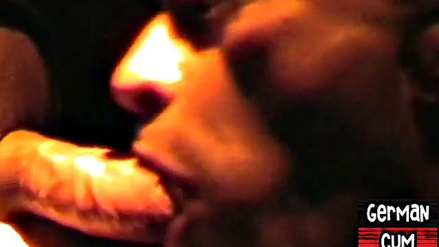 Amateur German sucks cock in closeup till facial