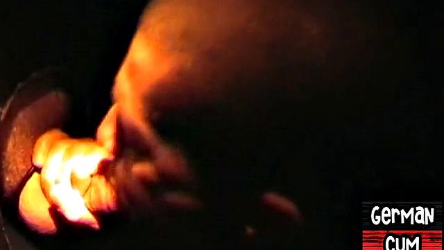 Amateur German sucks cock in closeup till facial