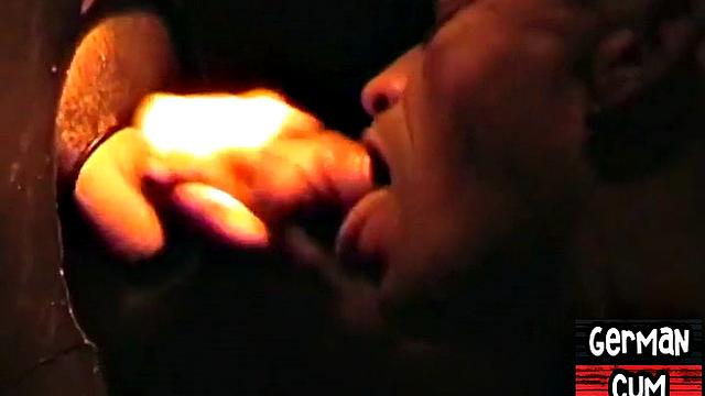 Amateur German sucks cock in closeup till facial