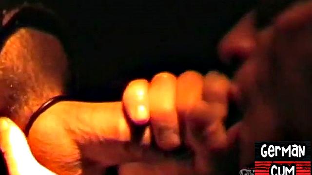 Amateur German sucks cock in closeup till facial