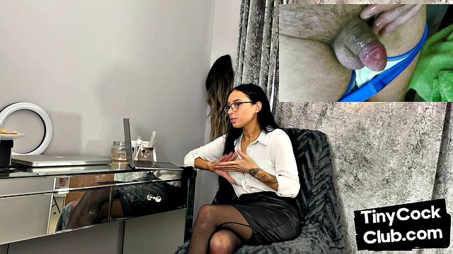 Glasses babe teasing micropenis