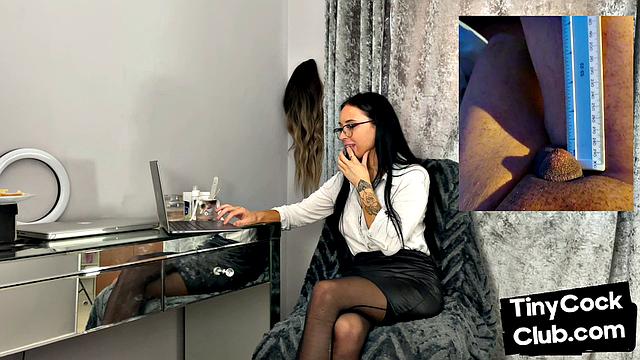 Glasses babe teasing micropenis