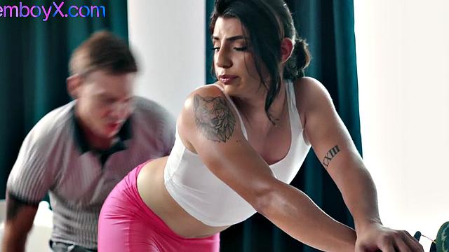 Bulky femboy bends for jock bf