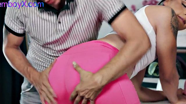 Bulky femboy bends for jock bf