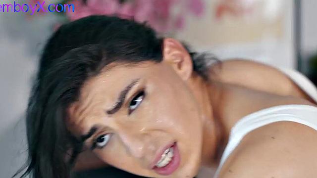 Bulky femboy bends for jock bf