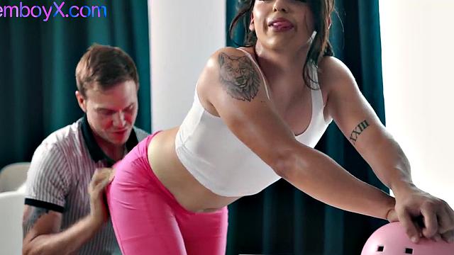 Bulky femboy bends for jock bf