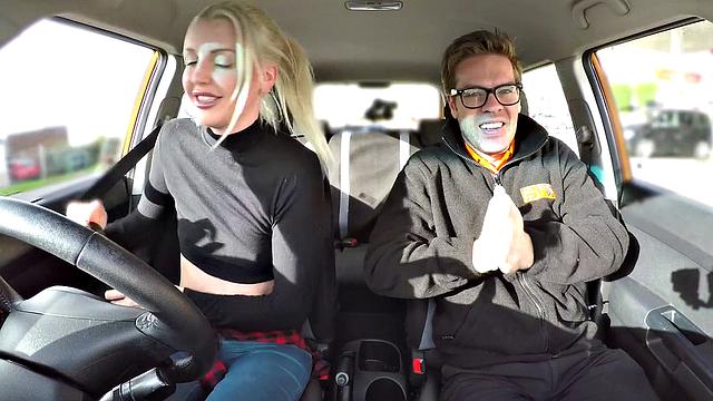 Blonde babe Learner gets off on cock play and squirts in pleasure