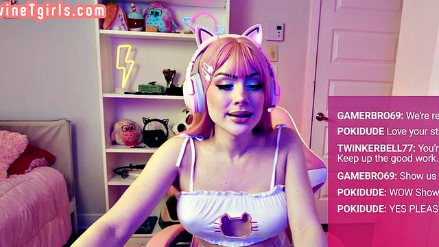 Pink haired TS barebacked by BF