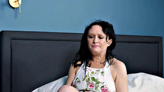 Experience the ultimate humiliation as a bald MILF in stockings begs for a wet pussy