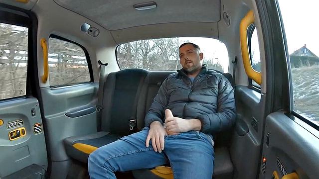 Taxi driver in stockings fucked outdoor by client