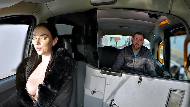 Taxi driver in stockings fucked outdoor by client