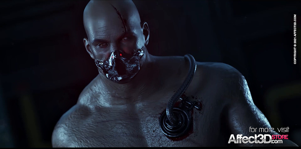 Jill Valentine by a monster in 3d fantasy animation