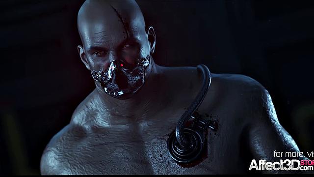 Jill Valentine by a monster in 3d fantasy animation