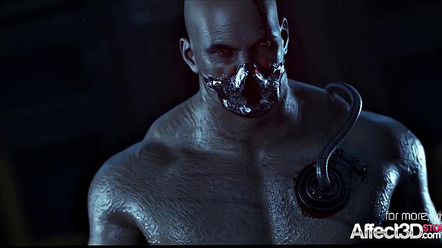 Jill Valentine by a monster in 3d fantasy animation