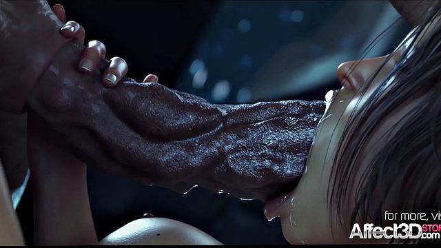 Jill Valentine by a monster in 3d fantasy animation