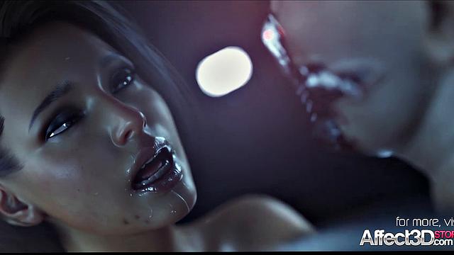 Джилл Валентайн под напором мутанта в секретной лаборатории 3D