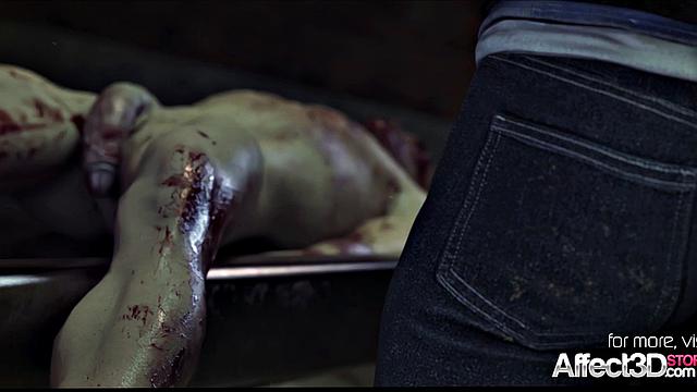 Jill Valentine by a monster in 3d fantasy animation