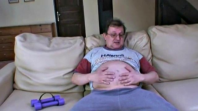 Teen fucked by man after sweaty workout