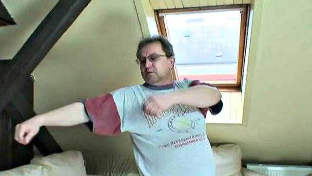 Teen fucked by man after sweaty workout