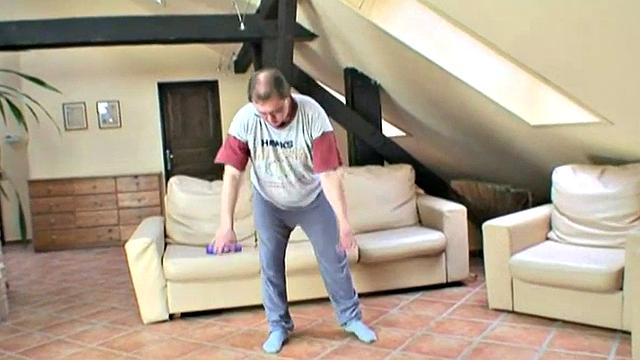 Teen fucked by man after sweaty workout