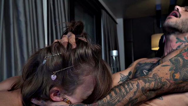 Tattooed MTF pussyboy gets licked by She MILF