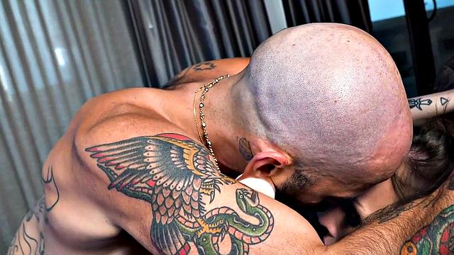 Tattooed MTF pussyboy gets licked by She MILF