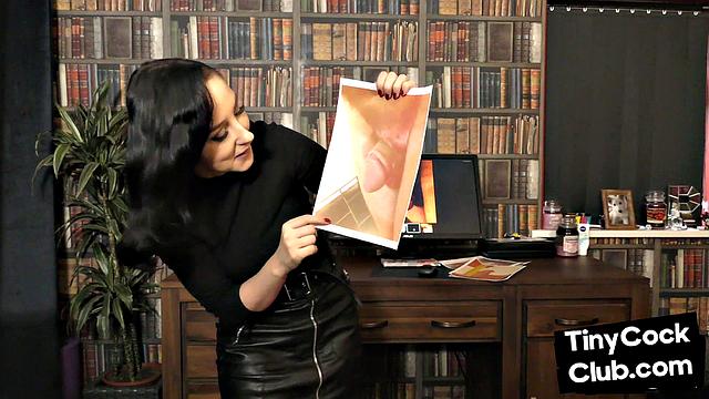 Latex femdom mocking tiny incel