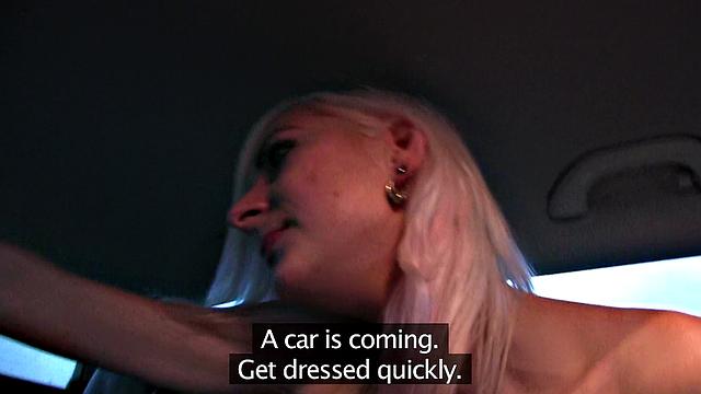 Hot Pink-haired cutie shows off her pink pussy to stranger