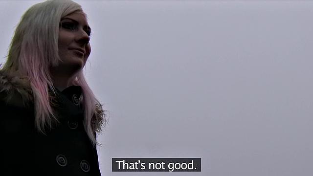 Hot Pink-haired cutie shows off her pink pussy to stranger