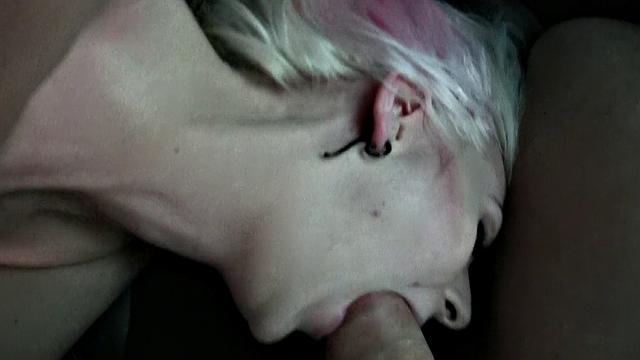 Hot Pink-haired cutie shows off her pink pussy to stranger