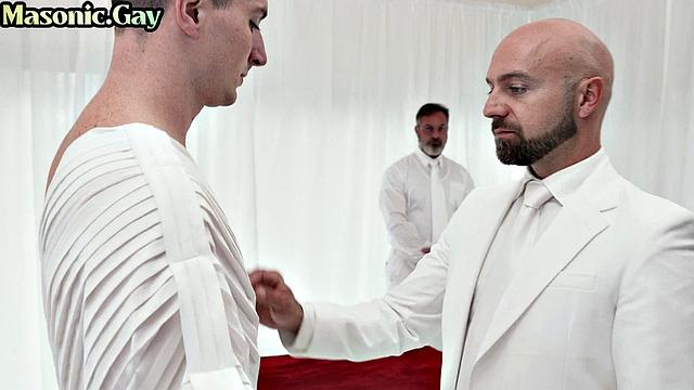 Dominant lodge master licking newbie