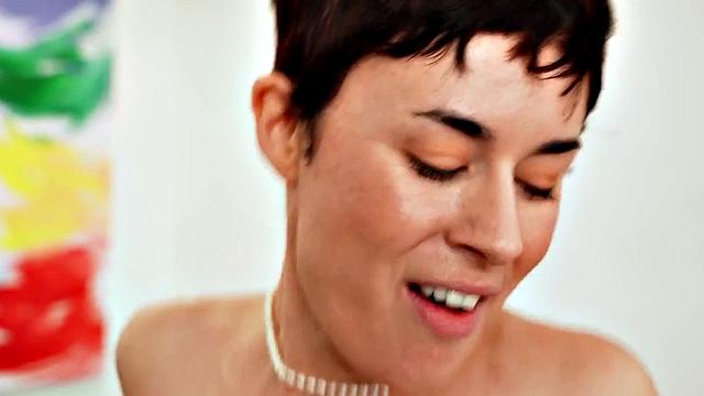 Passionate babe drilled in stocking by her BF