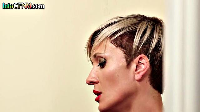 CFNM MILF tugging lover's big dick