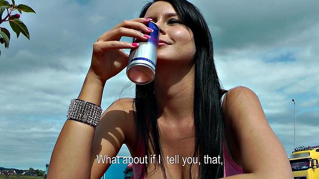 A tattooed brunette get her bald pussy fingered and fucked in a taxi ride