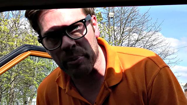 Blonde soldier takes on two cocks in a wild car ride