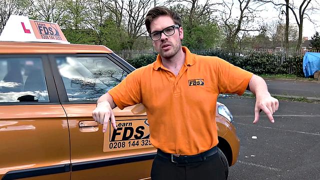 Blonde soldier takes on two cocks in a wild car ride