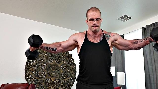 Muscle Black doctor jerks cock of muscled hunk