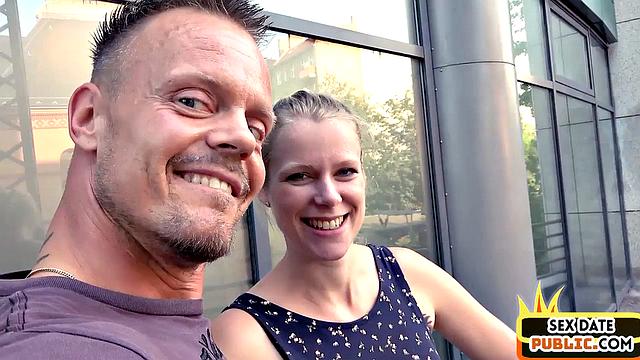 Pulled inked blonde riding a stranger's cock