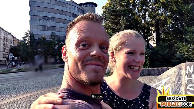 Pulled inked blonde riding a stranger's cock