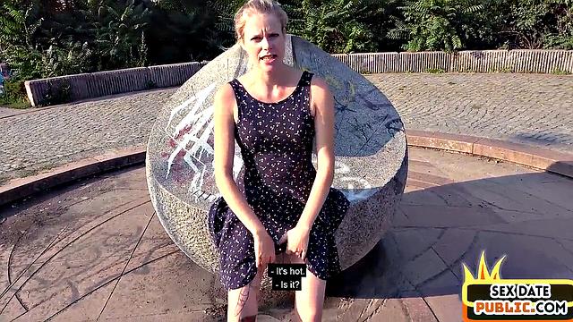 Pulled inked blonde riding a stranger's cock