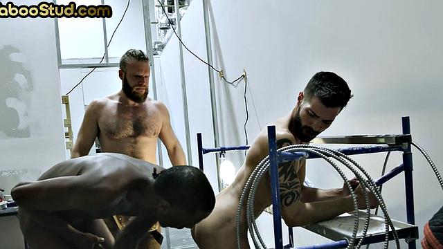 BBC stud rims and bareback fucks stepbrothers on work