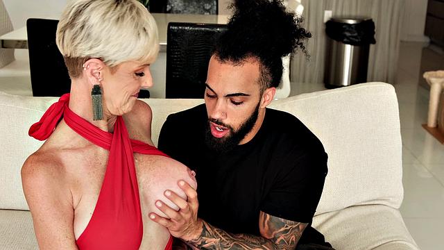 60-year-old Foxxxy fucks her son's best friend